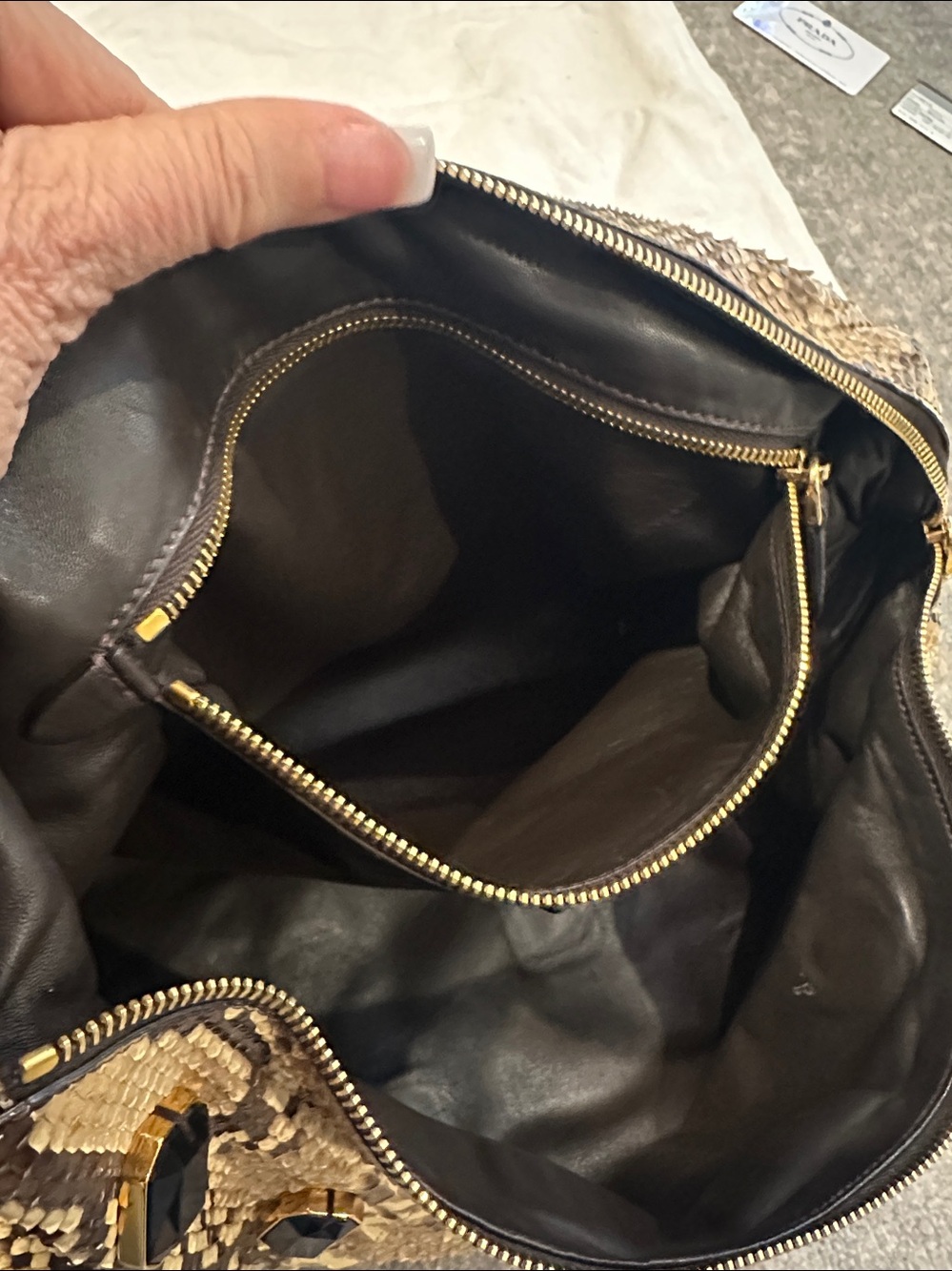 PRADA PITONE PIETRE JEWELED SNAKESKIN BAG - Picture 9 of 15